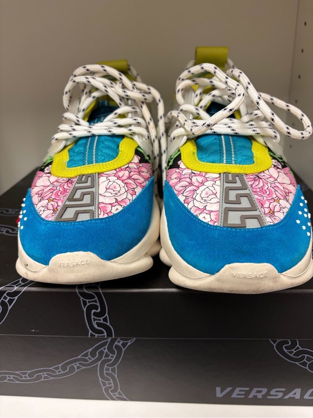Versace Kids Blue & Pink Floral Sneakers